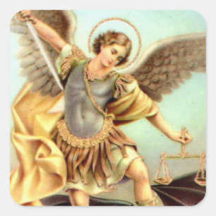 St Michael die Erzengel-Klinge-Rüstung Quadratischer Aufkleber