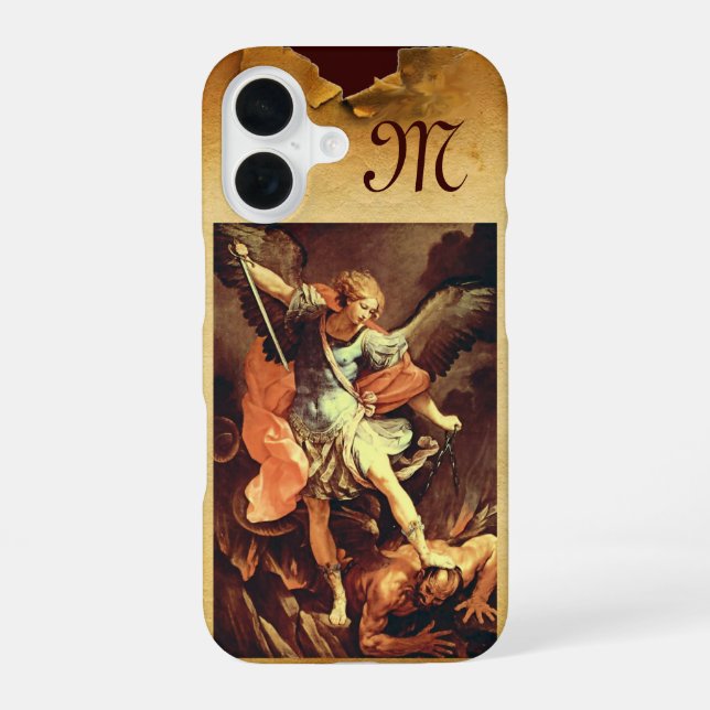 St. Michael die Erzengel Monogram iPhone 16 Hülle (Rückseite)