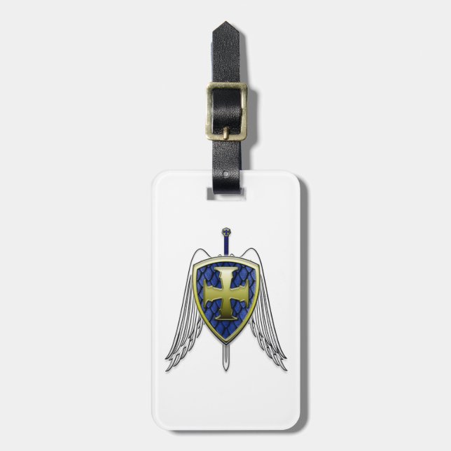 St Michael - Drache-Skala-Schild Gepäckanhänger (Vorderseite vertikal)