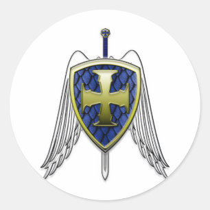 St Michael - Drache-Skala-Schild Runder Aufkleber