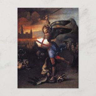 St Michael & Dragon Raphael Postcard Postkarte