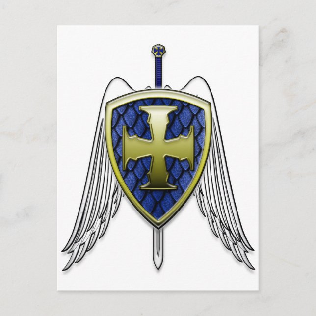 St. Michael - Dragon Scale Shield Postkarte (Vorderseite)