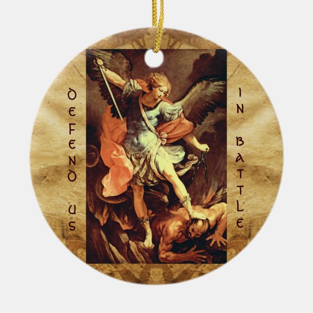 St. Michael, Erzengel Gebet Keramik Ornament (Vorne)