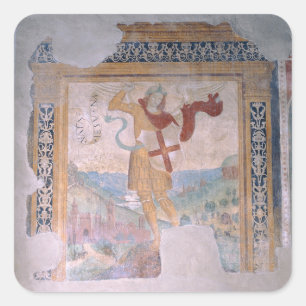 St. Michael (fresco) Quadratischer Aufkleber