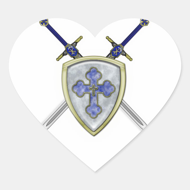 St. Michael - Schwerter und Schild Herz-Aufkleber (Vorderseite)