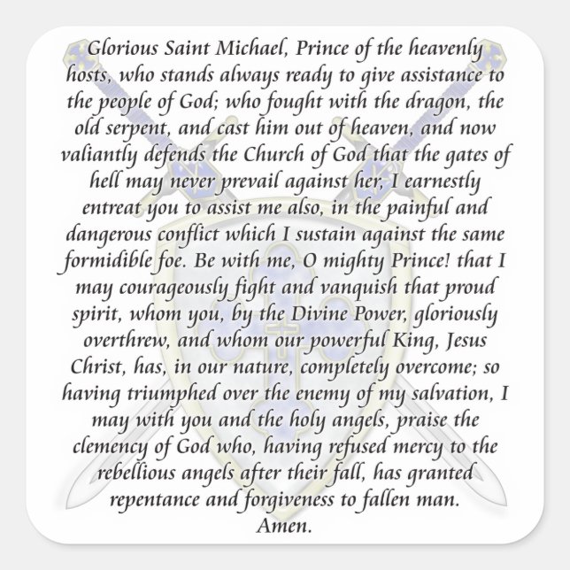 St. Michael - Schwerter und Schild Quadratischer Aufkleber (Vorderseite)