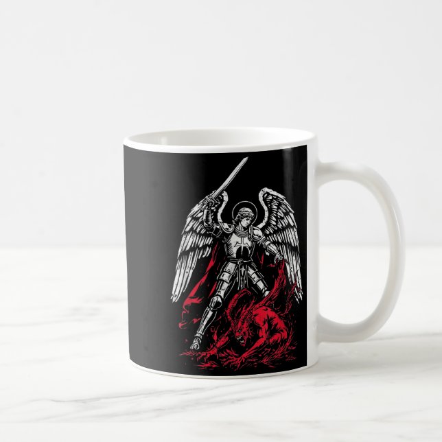 St Michael The Archangel Defeats Satan Catholic  Kaffeetasse (Rechts)