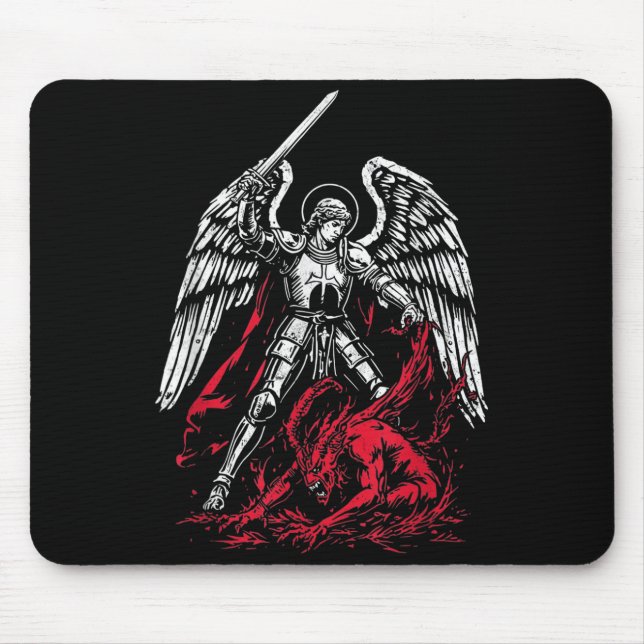 St Michael The Archangel Defeats Satan Catholic  Mousepad (Vorne)