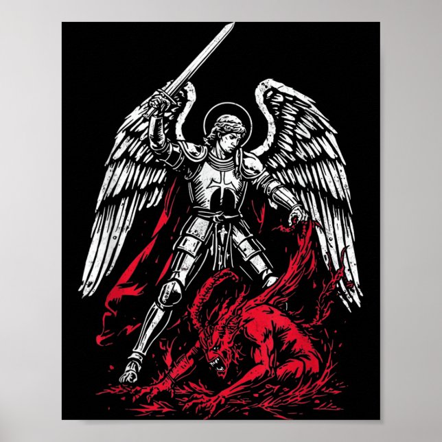 St Michael The Archangel Defeats Satan Catholic  Poster (Vorne)