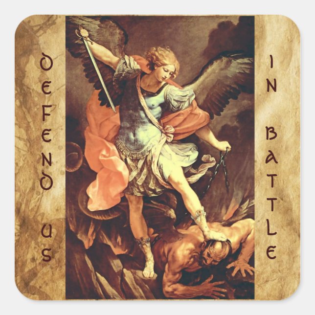 St. Michael the Archangel Quadratischer Aufkleber (Vorderseite)