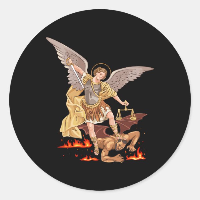 St Michael The Archangel Runder Aufkleber (Vorderseite)