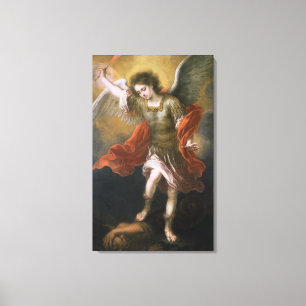 St Michael verbannt den Teufel zum Abgrund Leinwanddruck