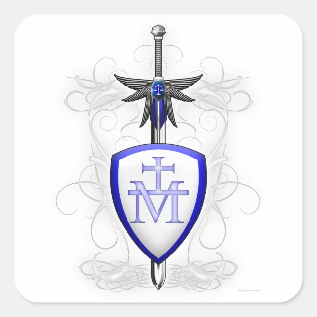St. Michael's Sword Quadratischer Aufkleber (Vorderseite)