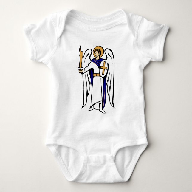 St- MichaelSäuglings-Strampler mit Gebet auf Baby Strampler (Vorderseite)
