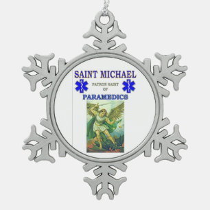ST- MICHAELSchutzpatron DER SANITÄTER Schneeflocken Zinn-Ornament
