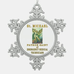 ST- MICHAELSchutzpatron DER SANITÄTER Schneeflocken Zinn-Ornament