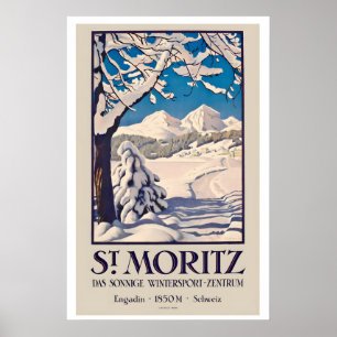St. Moritz Engadin 1850m Schweiz Wintersport Poster