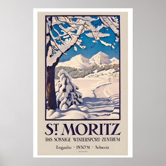 St. Moritz Engadin 1850m Schweiz Wintersport Poster (Vorne)