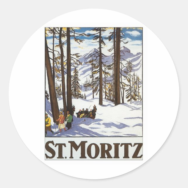 St.Moritz Runder Aufkleber (Vorderseite)