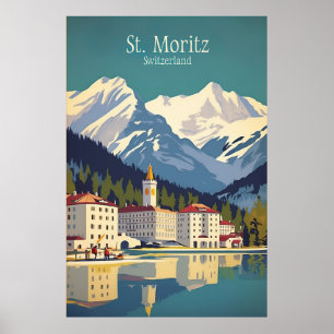 St. Moritz, Schweiz Skireisen Poster