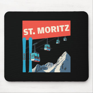 St. Moritz Skiing - Retro St. Moritz Ski Mousepad