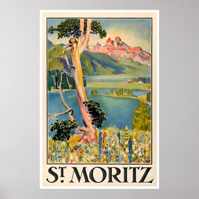 St. Moritz Suisse Impression d'art Déco Maison Sui (Devant)