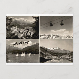 St Moritz Vintage Schweizer Alpen Vier Ansichten Postkarte