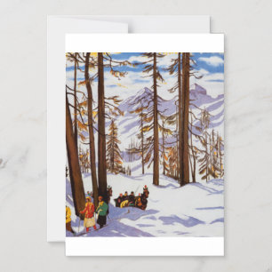 St. Moritz Vintage Skifahrer Alpine Eleganz Kunst Magneteinladung