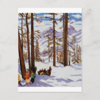 St. Moritz Vintage Skifahrer Alpine Eleganz Kunst