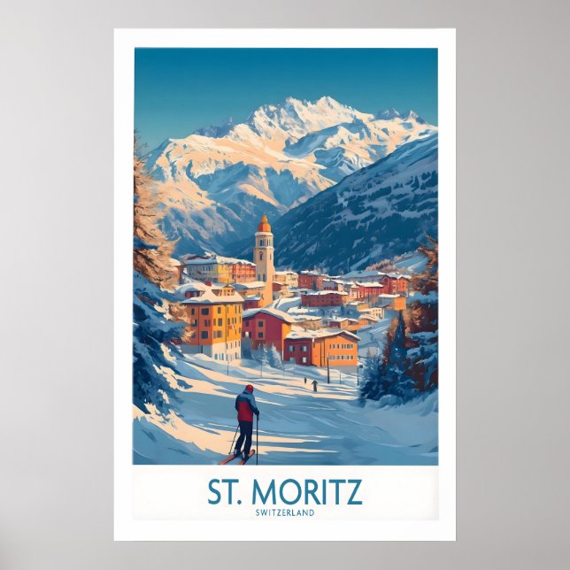 St Moritz Wandkunst Ski Poster 1 (Vorne)