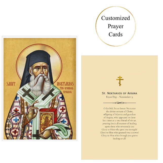 St. Nektarios von Aegina Prayer Card Platzkarte (Von Creator hochgeladen)