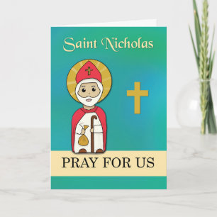 St. Nicholas beten für Us Simple Catholic Saint Karte