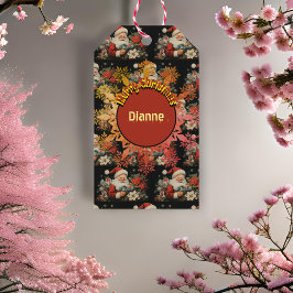 St Nicholas Christmas Poinsettia Blume Black Geschenkanhänger