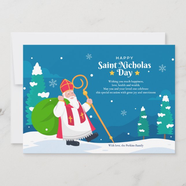 St. Nicholas dans la carte de voeux de neige (Devant)