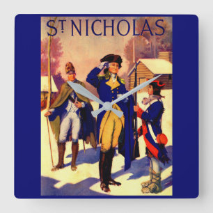 St. Nicholas February 1929 George Washington cover Quadratische Wanduhr