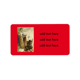 St. Nicholas Krampus Pitchfork Priester Adressaufkleber