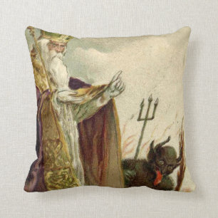 St. Nicholas Krampus Pitchfork Priester Kissen