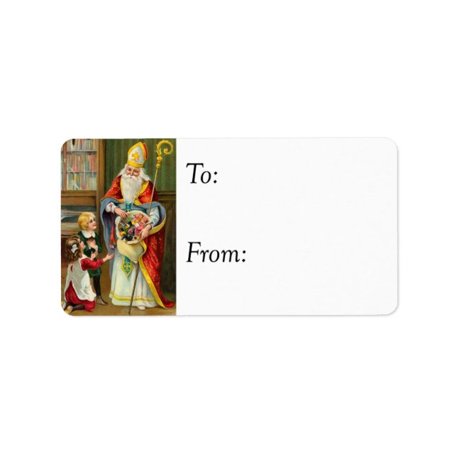 St Nicholas Vintag Gift Tag Adressaufkleber (Vorne)