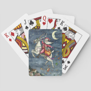 ST. NICK, FLIESSENDE WEISSE RENTIERE, WEIHNACHTSZA SPIELKARTEN