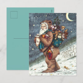 ST. NICK IN TEDDY BEAR ANZUG, CHRISTMAS TEDDIES FEIERTAGSPOSTKARTE