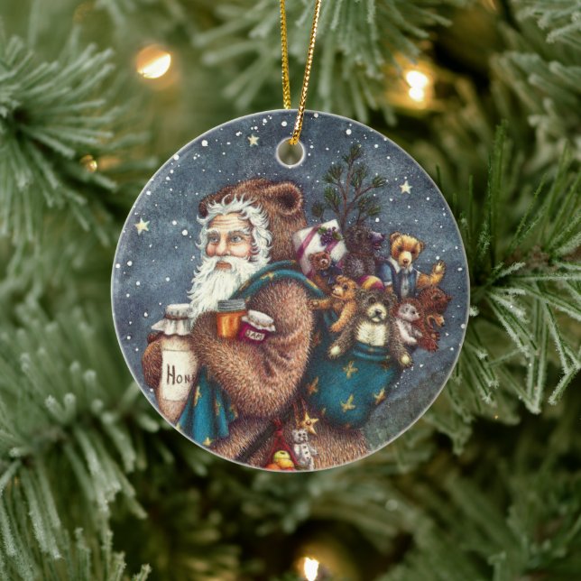 ST. NICK IN TEDDY BEAR ANZUG, CHRISTMAS TEDDIES KERAMIK ORNAMENT (Baum)