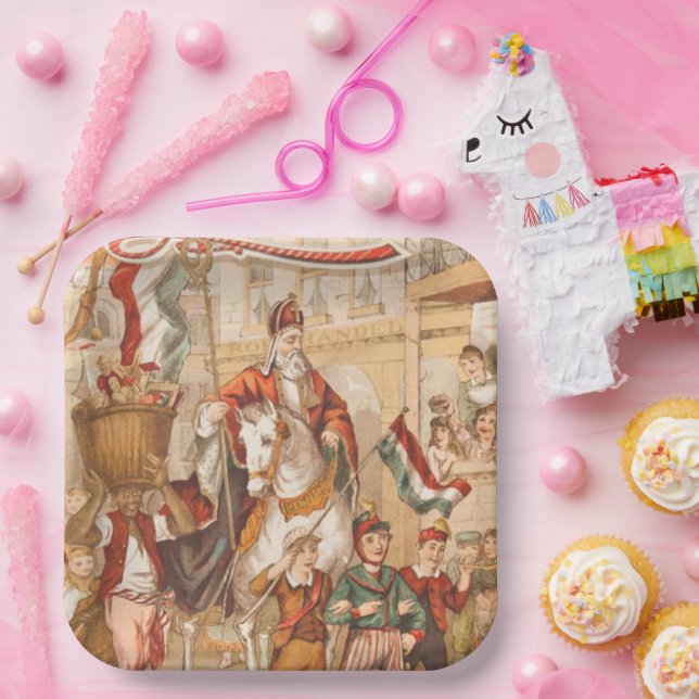 St. Nick St. Nicholas Dutch Sinterklaas Vintag Pappteller (Party)
