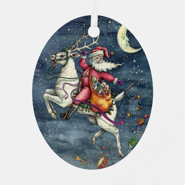 ST. NICK, WEISSER REINDEL, CHRISTMAS MAGIC ORNAMENT AUS METALL (Vorderseite)