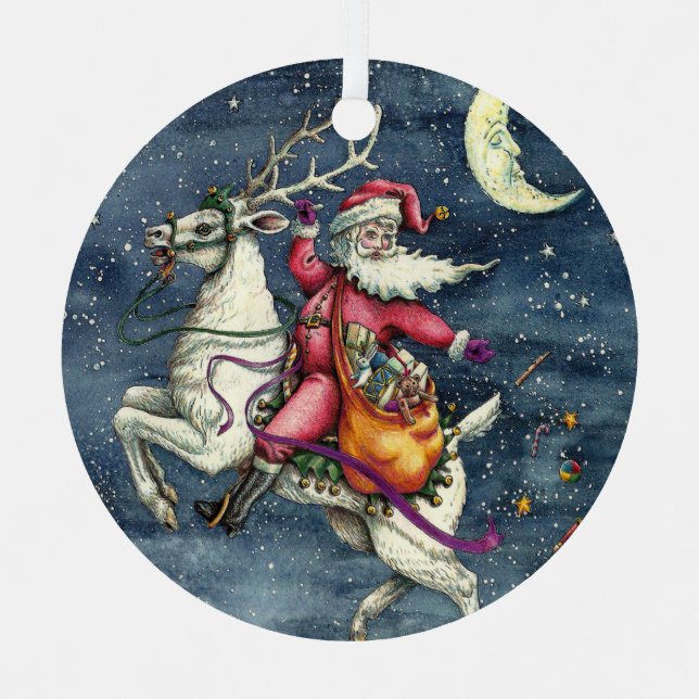 ST. NICK, WEISSER REINDEL, CHRISTMAS MAGIC ORNAMENT AUS METALL (Vorderseite)