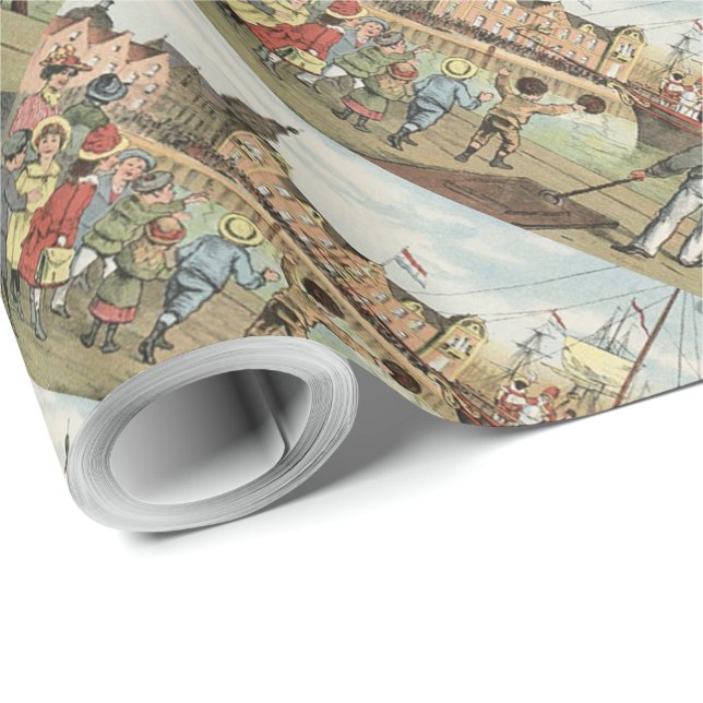 St. Nick's Day Niederländischer Sinterklaas Ankunf Geschenkpapier (Rolleneckpunkt)