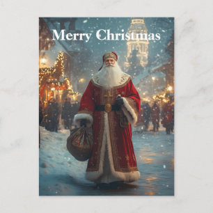 St. Nikolaus in einem festlichen schneebedeckten D Feiertagspostkarte