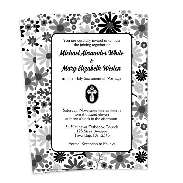 St. Olga Cross Blumenorthodoxe Hochzeitseinladunge Einladung (St. Olga Cross Floral Orthodox Wedding Invitations from Ammia's Orthodox Online Store on Zazzle.)