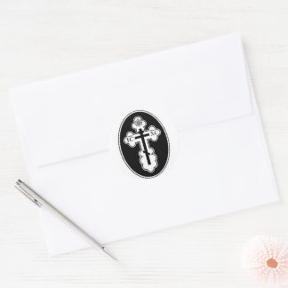St Olga Orthodox Cross Runder Aufkleber