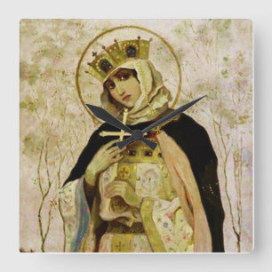 „St. Olga“ von Michail Nesterow Quadratische Wanduhr