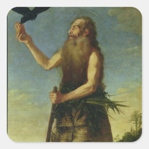 St. Onuphrius (Öl auf Leinwand) Quadratischer Aufkleber